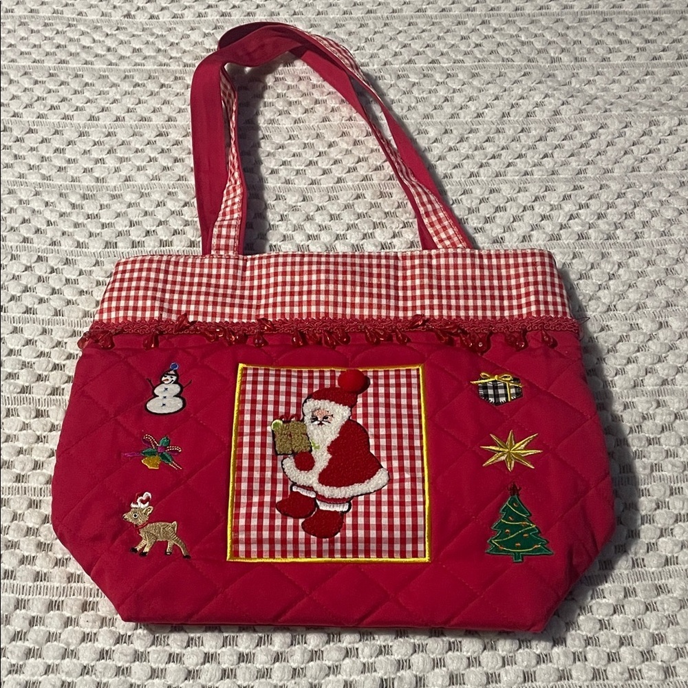 Vintage Festive Red Santa Tote Bag